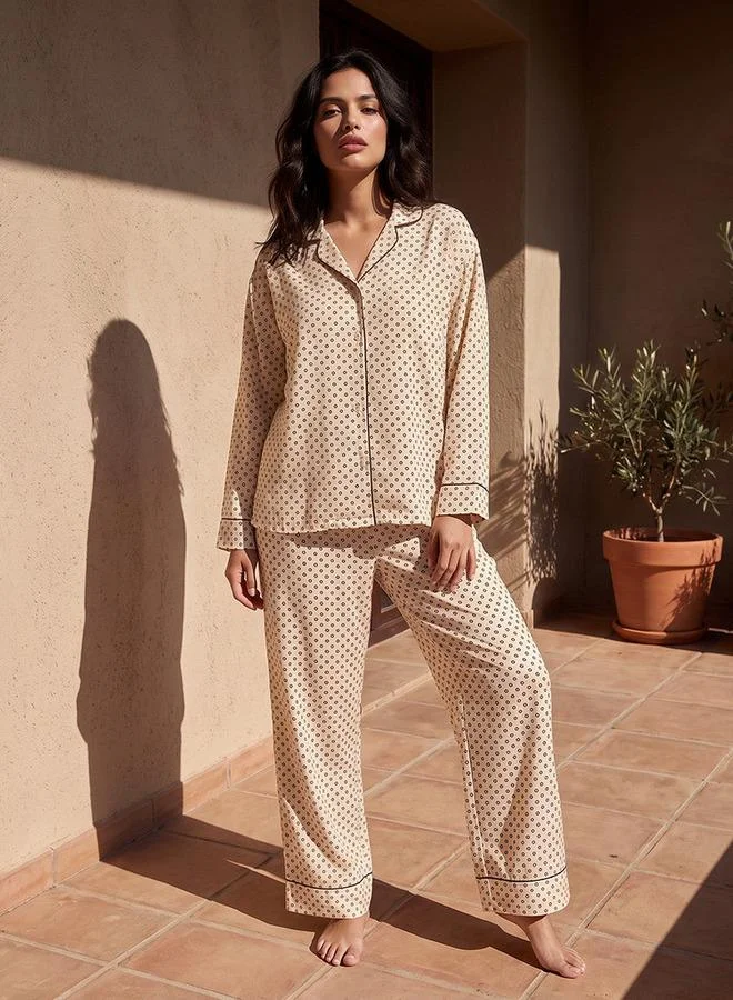 سبلاش فيڤ Intimates Viscose Floral Print Shirt and Pyjama Set