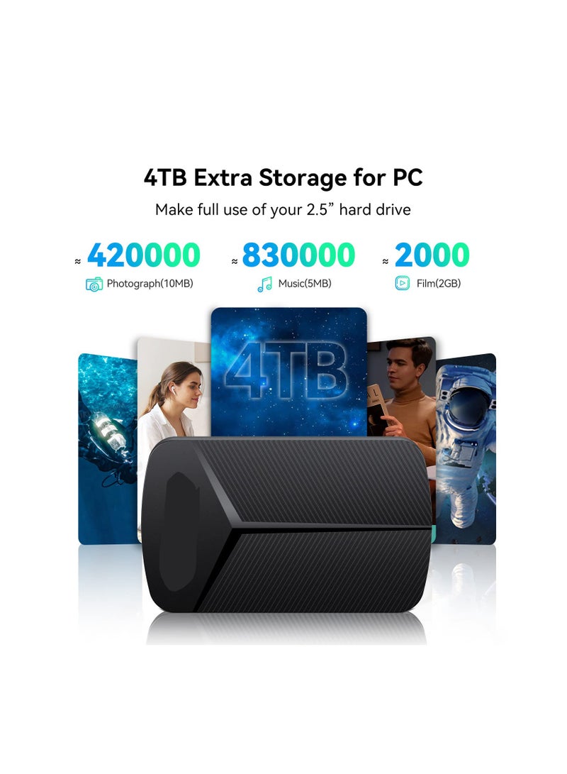 Zikra Portable Hardisk, 2.5 Inch Hard Drive Enclosure - USB 3.0 to SATA III Tool-Free HDD/SSD Enclosure for 7mm with UASP, Supports Up to 4TB, Black - Image 4