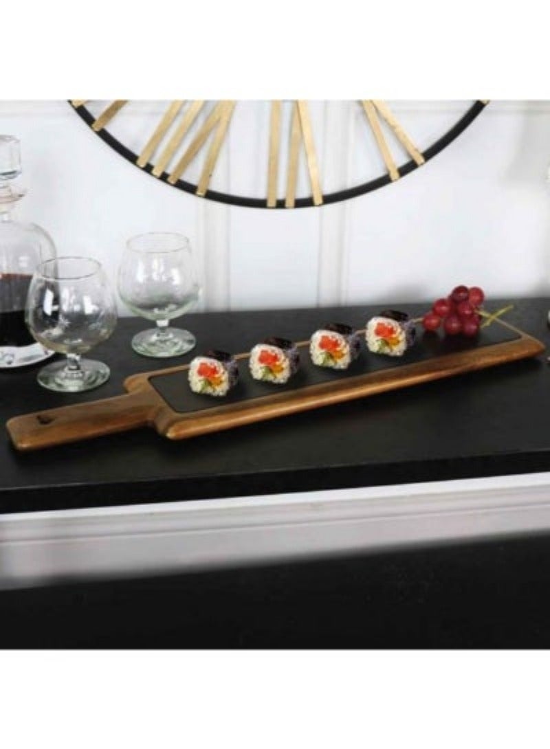 Top Pick Acacia Wood And Slate Serving Board Serving A Variety Of Cheeses