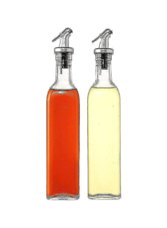 Glass Oil Bottle And Vinegar Pouring Dispenser, Condiment Set, Cruet, Seasoning For Dining Table And Kitchen, Airtight And Nondrip Bottle Stoppers, Glass 500Ml (Pack Of 2) - Image 1
