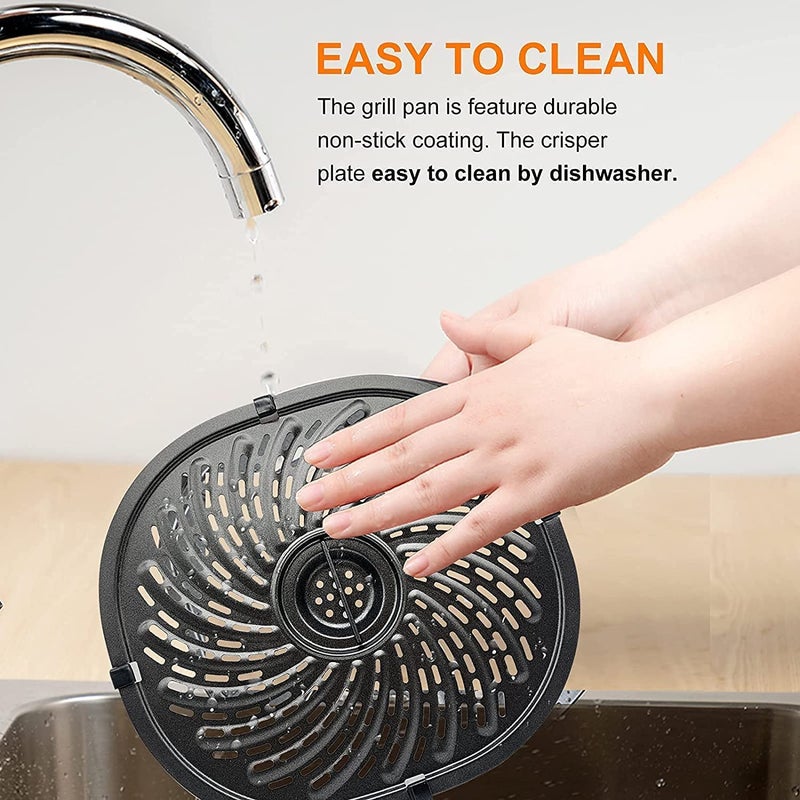 GWY Air Fryer Replacement Tray For Powerxl Vortex 7 Qt Air Fryer  Oval Nonstick 10.3''*9.5'' Air Fryer Replacement Parts Accessories Rack Basket Grill Pan Grill Plate Crisper Plate With Rubber Bumpers - Image 3