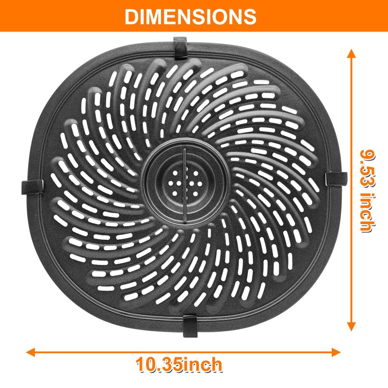 GWY Air Fryer Replacement Tray For Powerxl Vortex 7 Qt Air Fryer  Oval Nonstick 10.3''*9.5'' Air Fryer Replacement Parts Accessories Rack Basket Grill Pan Grill Plate Crisper Plate With Rubber Bumpers - Image 2
