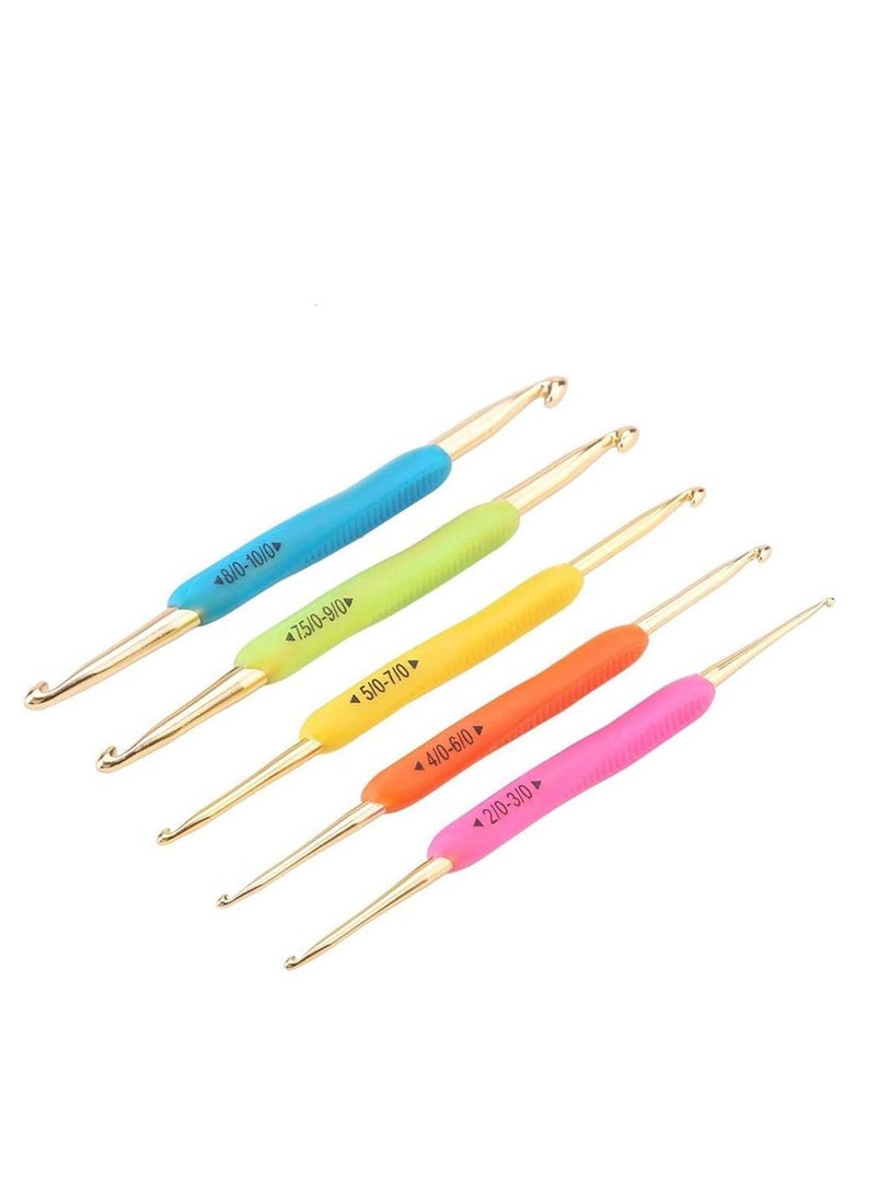 Y&D - Crochet Hooks Set Double Hook Head 5 Pieces Colourful Knitting Needles Size 2mm-10mm Suitable for Beginners Arthritic Hands - Image 1