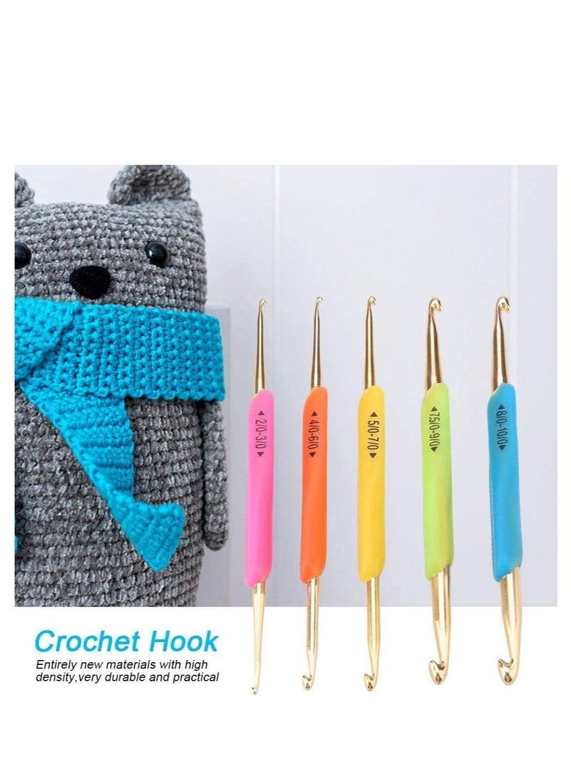 Y&D - Crochet Hooks Set Double Hook Head 5 Pieces Colourful Knitting Needles Size 2mm-10mm Suitable for Beginners Arthritic Hands - Image 1