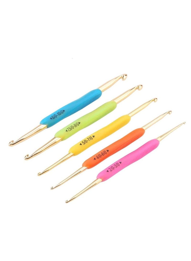 Y&D - Crochet Hooks Set Double Hook Head 5 Pieces Colourful Knitting Needles Size 2mm-10mm Suitable for Beginners Arthritic Hands - Image 1
