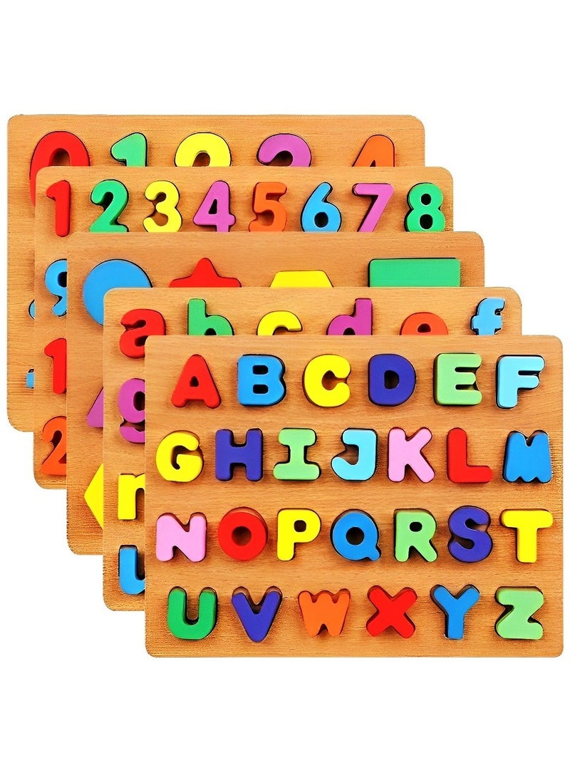 Wooden Interactive Jigsaw Puzzles for Toddlers Kids, Early Learning Educational Toys, Montessori Childhood Toys Gifts for Boys  Girls,  Capital Letters Pattern - Image 4