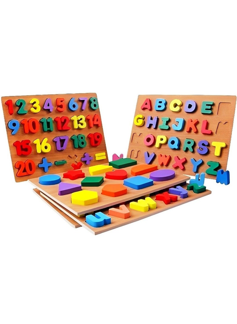 Wooden Interactive Jigsaw Puzzles for Toddlers Kids, Early Learning Educational Toys, Montessori Childhood Toys Gifts for Boys  Girls,  Capital Letters Pattern - Image 2