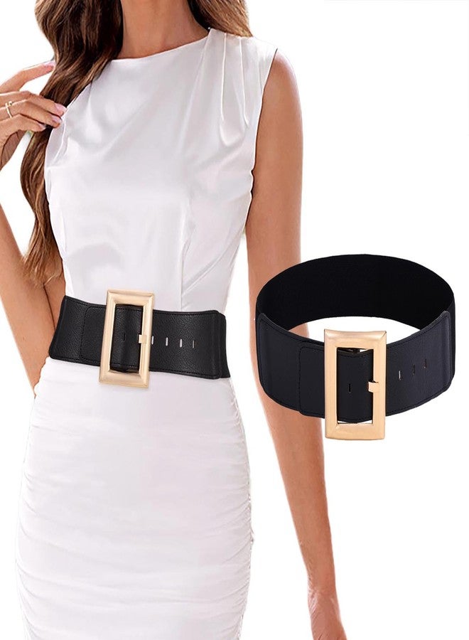 Tgirls Women's Thick Elastic Belt Gold Wide Belt for Dresses Leather Stretchy Beltes Fashion Christmas Santa belt (Large) - Image 1