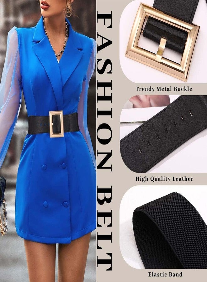 Tgirls Women's Thick Elastic Belt Gold Wide Belt for Dresses Leather Stretchy Beltes Fashion Christmas Santa belt (Large) - Image 5