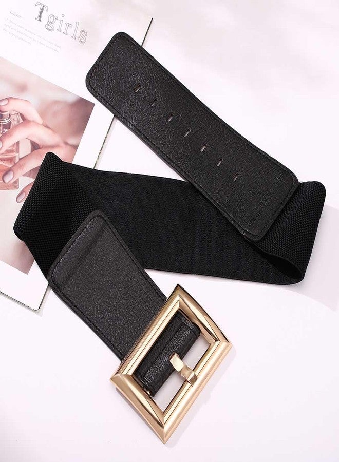 Tgirls Women's Thick Elastic Belt Gold Wide Belt for Dresses Leather Stretchy Beltes Fashion Christmas Santa belt (Large) - Image 3