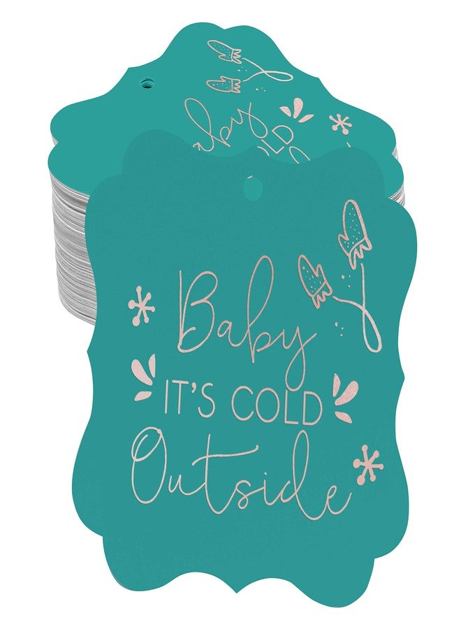 Inkdotpot بطاقات هدايا لحفل استقبال المولود الجديد من Inkdotpot، مصنوعة من رقائق الذهب الوردي، بتصميم "الجو بارد بالخارج"، على شكل حامل، عبوة من 50 بطاقة ورقية - Image 1