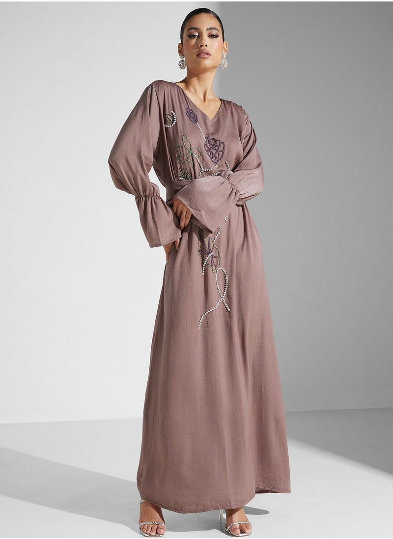hayas closet Embellished Belted Jalabiya  - Image 4