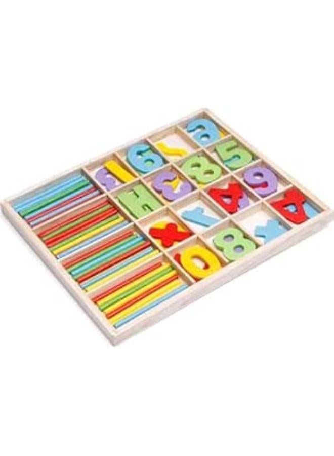 Original Wooden Math Study Box for Kids Basic Math Calculations - Wooden Intelligence Sticks Educational Building Blocks Montessori Math (Smart Math Sticks)
