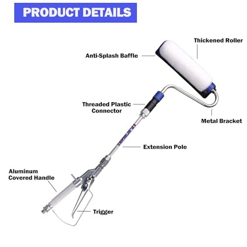 DUSICHIN Inner Feed Airless Paint Spray Roller Sprayer Gun Attachment Kit Accessories High Pressure Wand Power Roller 10 Inches Extension for Titan Graco Airless Paint Sprayer Aftermarket Parts DUS133 - Image 2