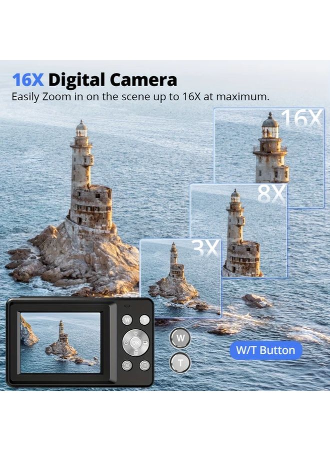 Purple SONGDIAN Digital Camera 44MP FHD 1080P 16X Zoom 32GB Card Compact - Image 4