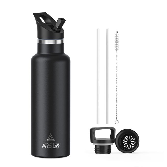STAINLESS STEEL DOUBLE WALL WATER BOTTLES 20 OUNCE VACUUM INSULATED BOTTLE WITH STRAW LID INSULATED WATER BOTTLE KEEPS WATER COLD FOR 24 HOURS HOT FOR 12 HOURS HIKING SPORTS