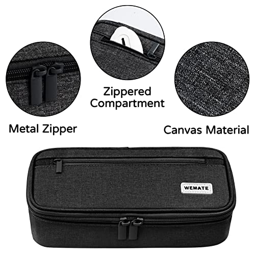 WEMATE Back to School Pencil Case - Large Pencil Pouch with Zipper Organizer for College, High School, Cute Waterproof Pencil Bag, Pencil Box for Teachers Black - Image 3