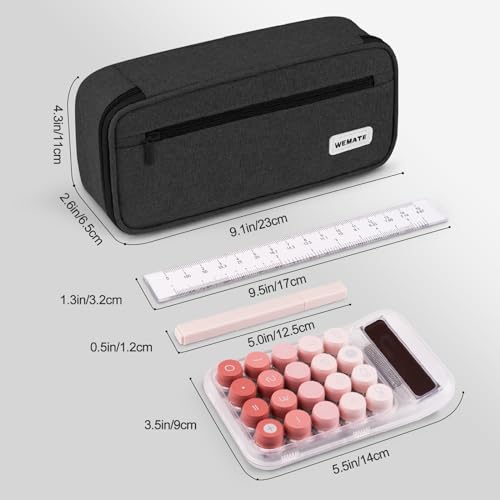 WEMATE Back to School Pencil Case - Large Pencil Pouch with Zipper Organizer for College, High School, Cute Waterproof Pencil Bag, Pencil Box for Teachers Black - Image 5