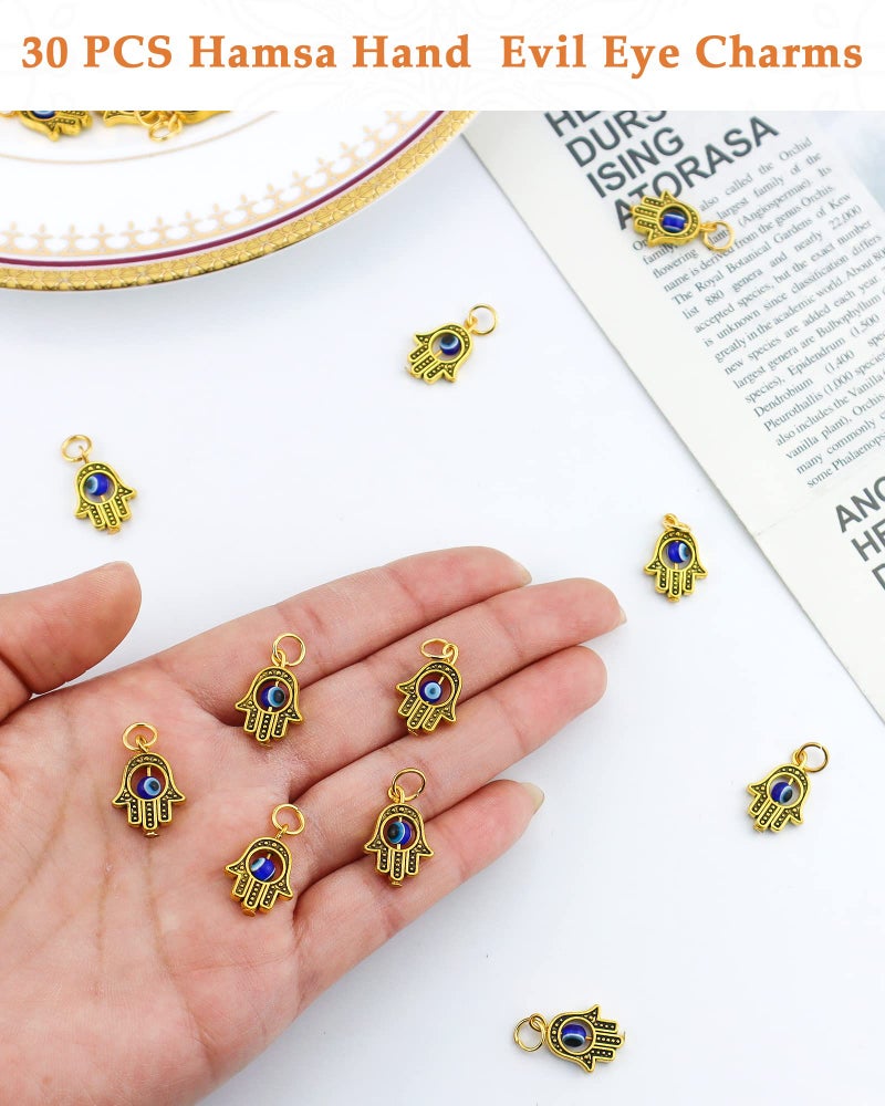 JIALEEY Hamsa Hand Charms 30PCS Antique Golden 'Evil Eye' Charms for Jewelry Making Findings DIY Necklace Bracelet - Image 3