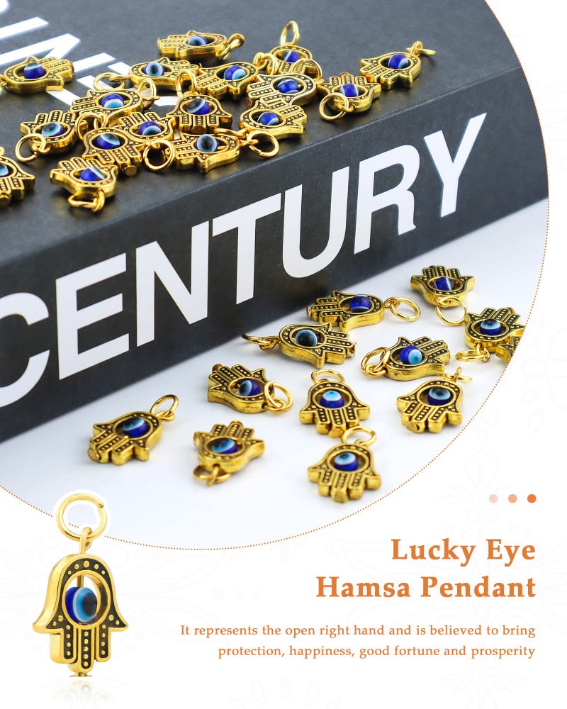 JIALEEY Hamsa Hand Charms 30PCS Antique Golden 'Evil Eye' Charms for Jewelry Making Findings DIY Necklace Bracelet - Image 4