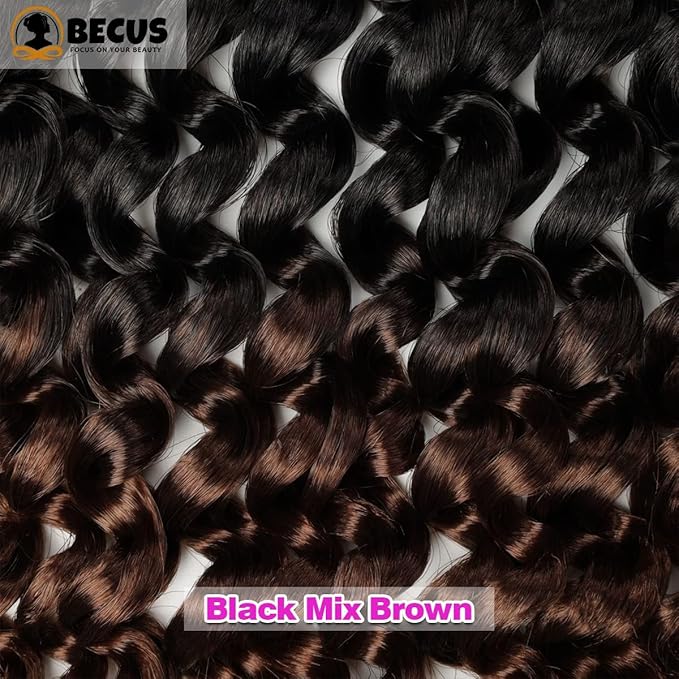 Gogo Curl Crochet Hair for Black Women PreLooped Deep Wave Water Curly Braiding Extensions 8 Inch Jamaican Bounce Crochet Hair Synthetic Braiding Hair 2 Packs Natural Black 24 RootPack