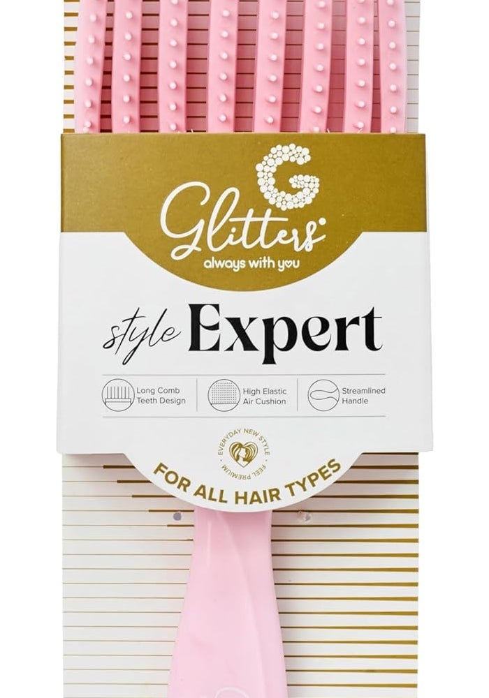 Glitters AuraFlow Detangling Hairbrush - Vent Brush for Fast Drying & Easy Styling