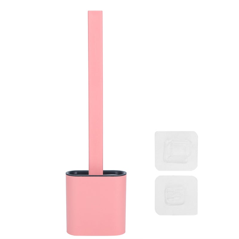 Toilet Brush Set: 355x100x43mm Pink PP+TPR Material - Deep Gap & Dead Corner Cleaning, Quick-draining Breathable Holder, Non-scratch Soft Brush Head for Home Bathroom Use - Image 1