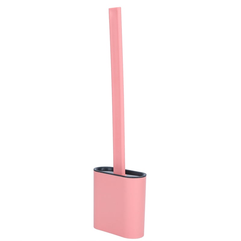 Toilet Brush Set: 355x100x43mm Pink PP+TPR Material - Deep Gap & Dead Corner Cleaning, Quick-draining Breathable Holder, Non-scratch Soft Brush Head for Home Bathroom Use - Image 2