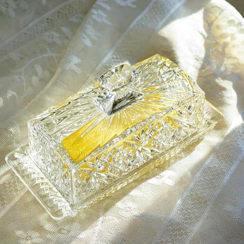QFkris Crystal Covered Butter Dish,8inch Classic Glass 2-Piece Design Butter Keeper with Lid | Butter Holder | Dishwasher Safe - Image 5