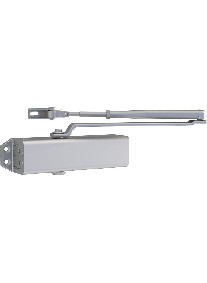 Yale Overhead Door Closer, Cast Aluminium Body with Steel Link Arm, Rack-and-Pinion Mechanism, Adjustable Closing Speed and Latching, Push or Pull-Side Fixing, For Doors Up To 80 kg, Silver - Image 1