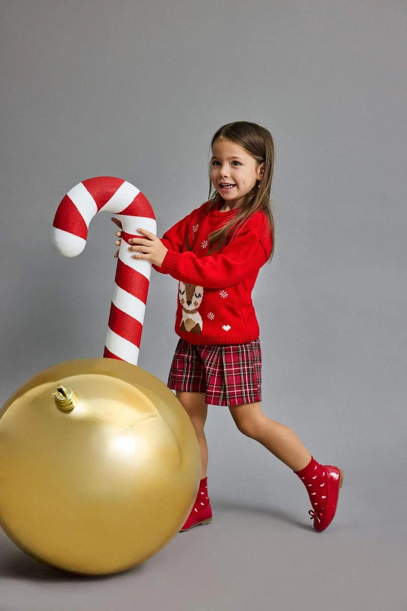 Defacto Baby Girl Regular Fit Crew Neck Christmas Pullover