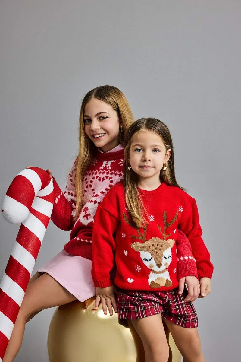 Defacto Baby Girl Regular Fit Crew Neck Christmas Pullover