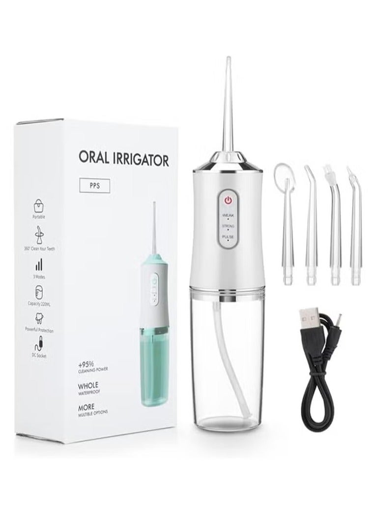 GENNEXT Portable Water Flosser Dental Oral Irrigator || 3 Cleaning Modes, 4 Jet Tips, 220ml Water Tank – Rechargeable, Waterproof Dental Water Jet Pick for Teeth Whitening | Plaque Removal & Gum Health || Compact Tooth Cleaner for Home & Travel - Image 1