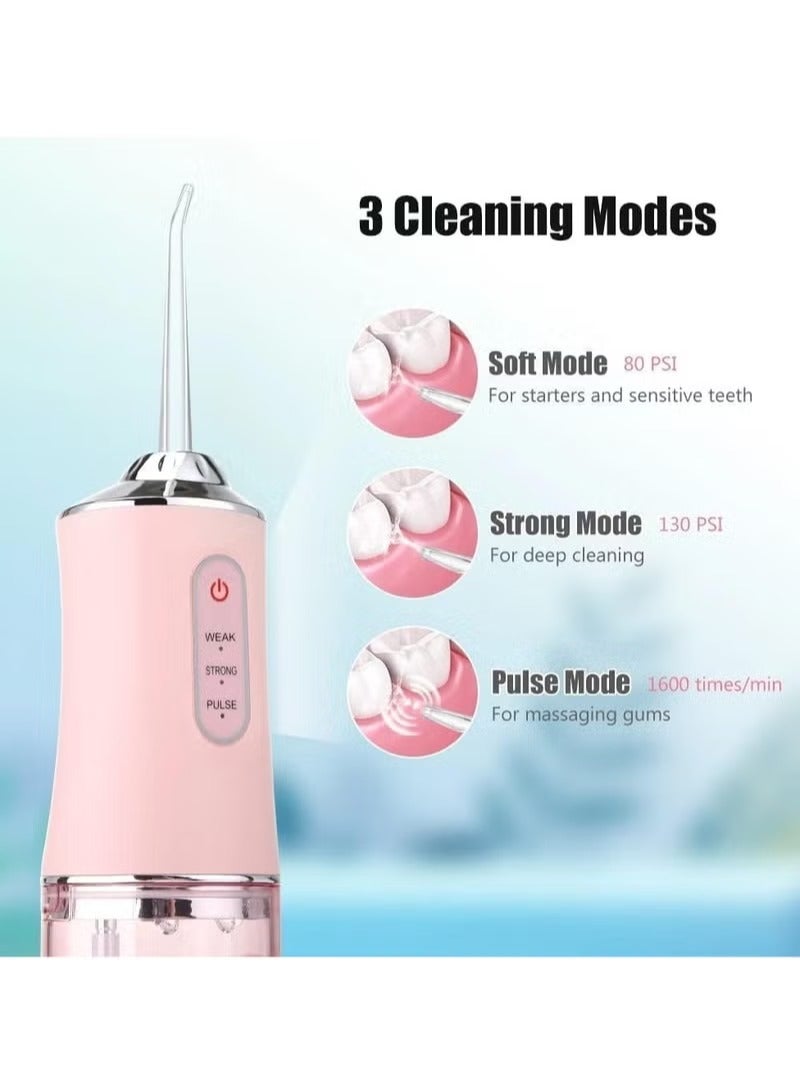 GENNEXT Portable Water Flosser Dental Oral Irrigator || 3 Cleaning Modes, 4 Jet Tips, 220ml Water Tank – Rechargeable, Waterproof Dental Water Jet Pick for Teeth Whitening | Plaque Removal & Gum Health || Compact Tooth Cleaner for Home & Travel - Image 3