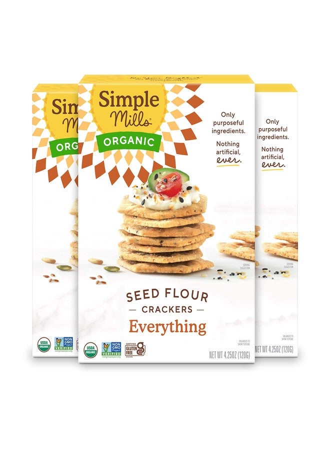 Simple Mills بسكويت بذور بسيطة ميلز العضوي، كل شيء - خالي من الغلوتين، نباتي، وجبات خفيفة صحية، صديق باليو، 4.25 أونصة (عبوة من 3) - Image 1