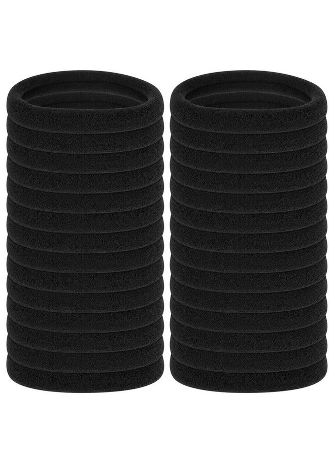 anezus Anezus 50 Pcs Thick Black Hair Ties Large Elastics Bulk Hair Ties Stretch Hair Bands Ponytail Holders for Thick Heavy and Curly Hair  - Image 1
