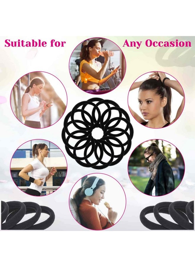 anezus Anezus 50 Pcs Thick Black Hair Ties Large Elastics Bulk Hair Ties Stretch Hair Bands Ponytail Holders for Thick Heavy and Curly Hair  - Image 5