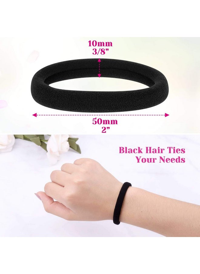anezus Anezus 50 Pcs Thick Black Hair Ties Large Elastics Bulk Hair Ties Stretch Hair Bands Ponytail Holders for Thick Heavy and Curly Hair  - Image 4