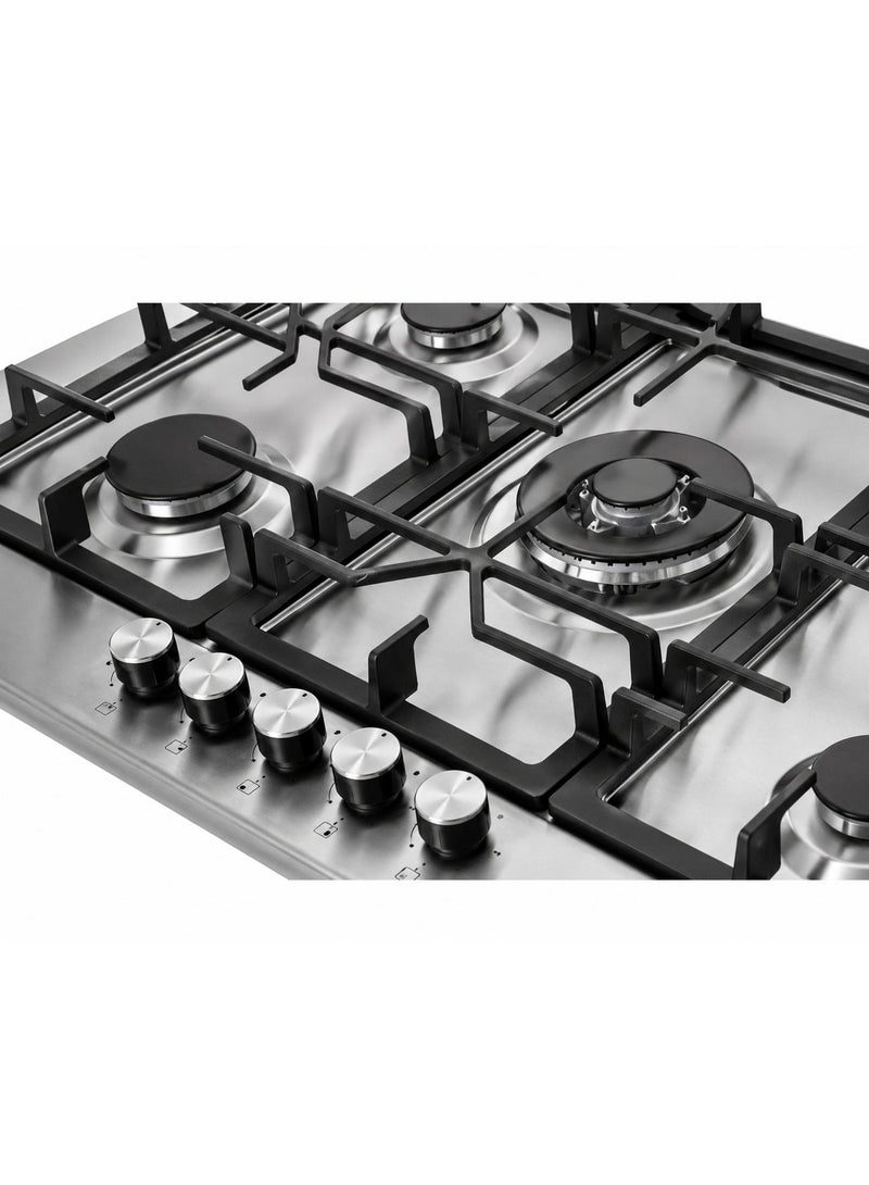 هانس موقد غاز بلت إن مقاس 90 سم - منطقة طهي Maxi+ FullZone موسعة - 5 مناطق طهي - شعلة Wok مزدوجة الحلقة DualCrown من SABAF بقدرة 4.0 كيلوواط - صمامات غاز SABAF إيطالية أصلية - سطح من الستانلس ستيل AISI 304 - إشعال تلقائي InstantFlame - نظام أمان كامل للغاز FFD وحوامل أواني من الحديد الزهر - LAMY 9K4GW X SF - Image 3