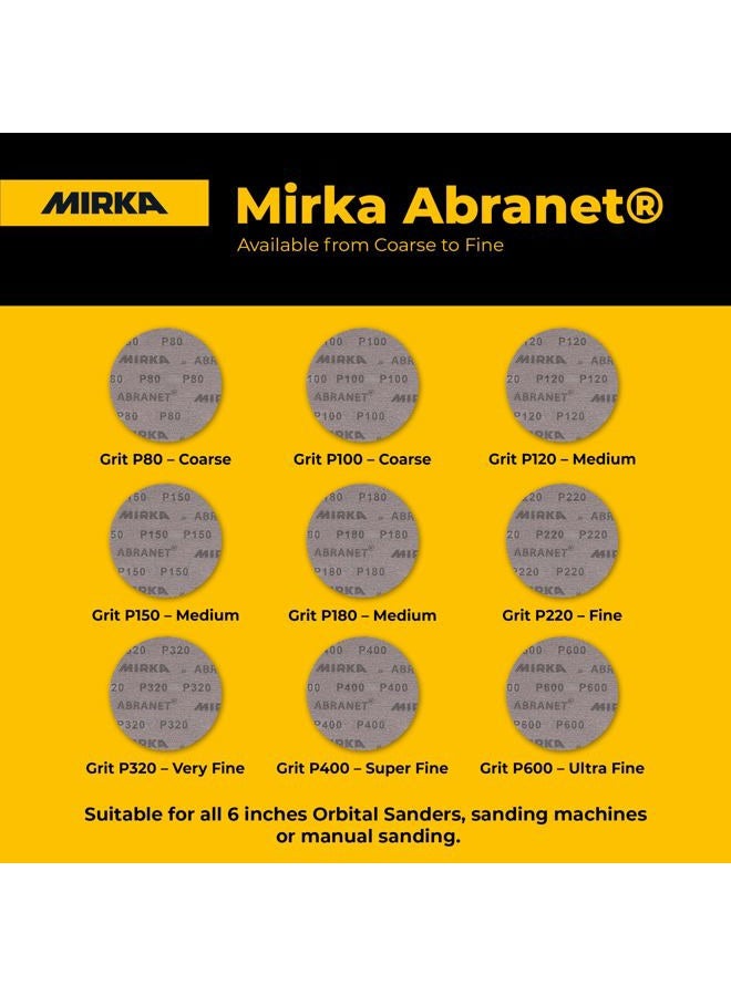 Mirka Abranet 9A-241-080 6 Inch 80 Grit Mesh Abrasive Dust Free Sanding Box of 50 Discs, Light Gray - Image 3