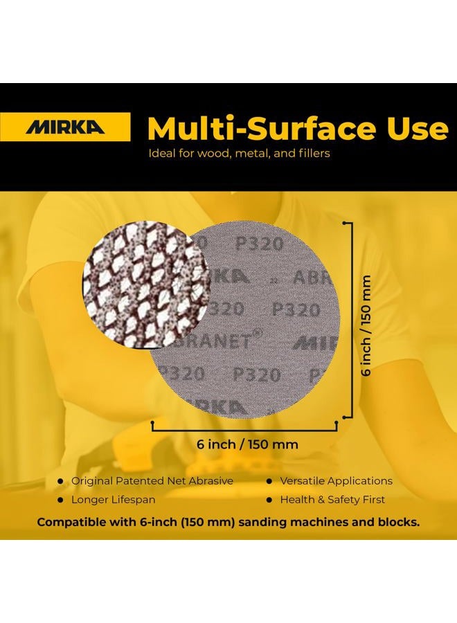 Mirka Abranet 9A-241-080 6 Inch 80 Grit Mesh Abrasive Dust Free Sanding Box of 50 Discs, Light Gray - Image 2