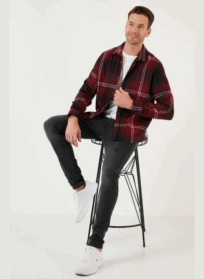 Buratti  Buratti Plaid Long Sleeve Slim Fit Winter Shirt Men's SHIRT CF21W112844 for Men | Best Price UAE