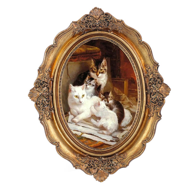 SIKOO Antique Picture Frame 4x6 Oval Picture frame Tabletop and Wall Mount Display Vintage Wall Decor Victorian Home Decor Bronze Gold - Image 1