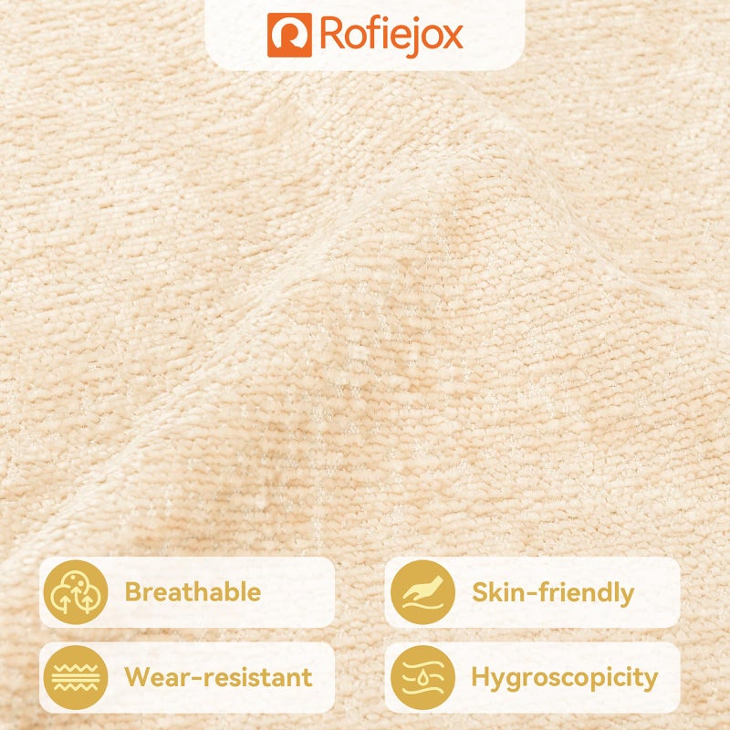 ROFIEJOX Bench Cushion 36 Inch - Luxury Chenille, High-Density Memory Foam, Non-Slip Bottom, Soft Durable Indoor Tufted Long Seat Cushion for Window Garden Furniture (Ivory, 36x14x4 Inch) - Image 2