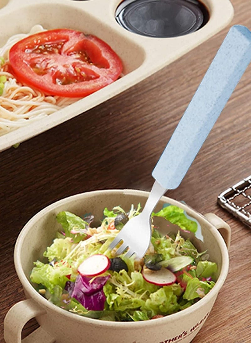 Y&D Flatware Set Children Utensils 18/10 Stainless Steel Child Silverware Knife Spoon Fork with Travel Case for Kids Lunch Box 3 Piece Blue - Image 4