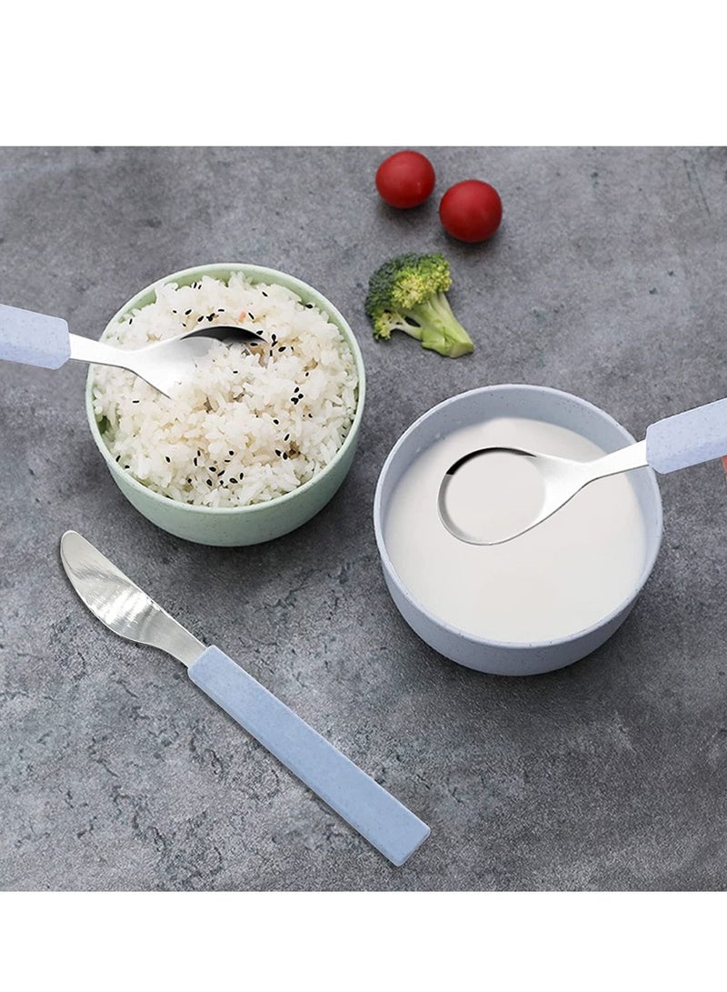 Y&D Flatware Set Children Utensils 18/10 Stainless Steel Child Silverware Knife Spoon Fork with Travel Case for Kids Lunch Box 3 Piece Blue - Image 3