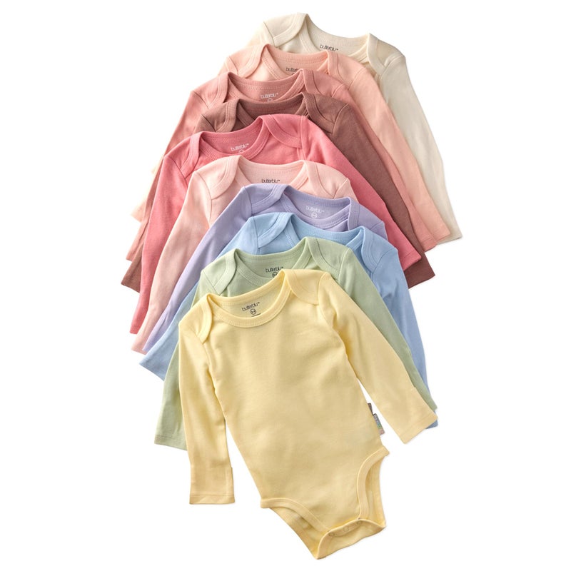 Butterblu Blake 10-Pack Long Sleeve Bodysuitsâ€‹ 100% Organic Cotton Baby Boy & Girls, Sunset Haze Rainbow, 18 Months - Image 1