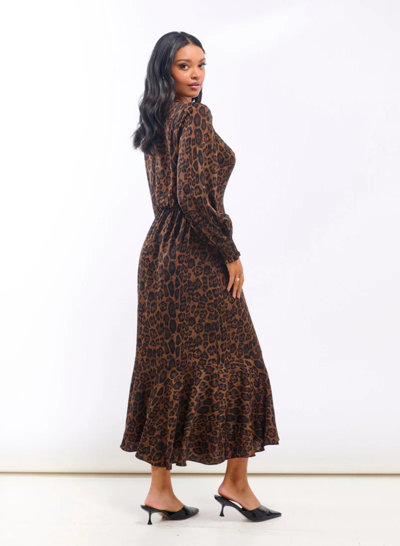 Needs No Label  Animal Wrap Long Sleeve Midaxi Dress for Women | Best Price UAE