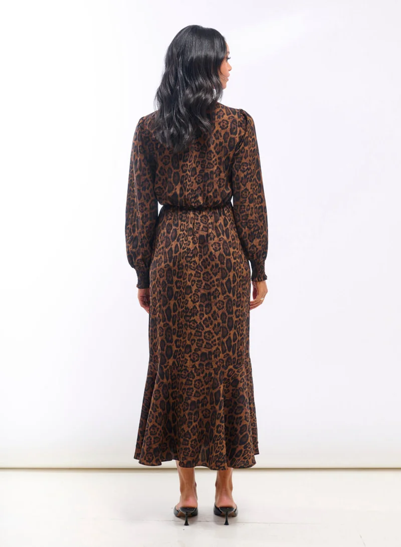 Needs No Label  Animal Wrap Long Sleeve Midaxi Dress for Women | Best Price UAE