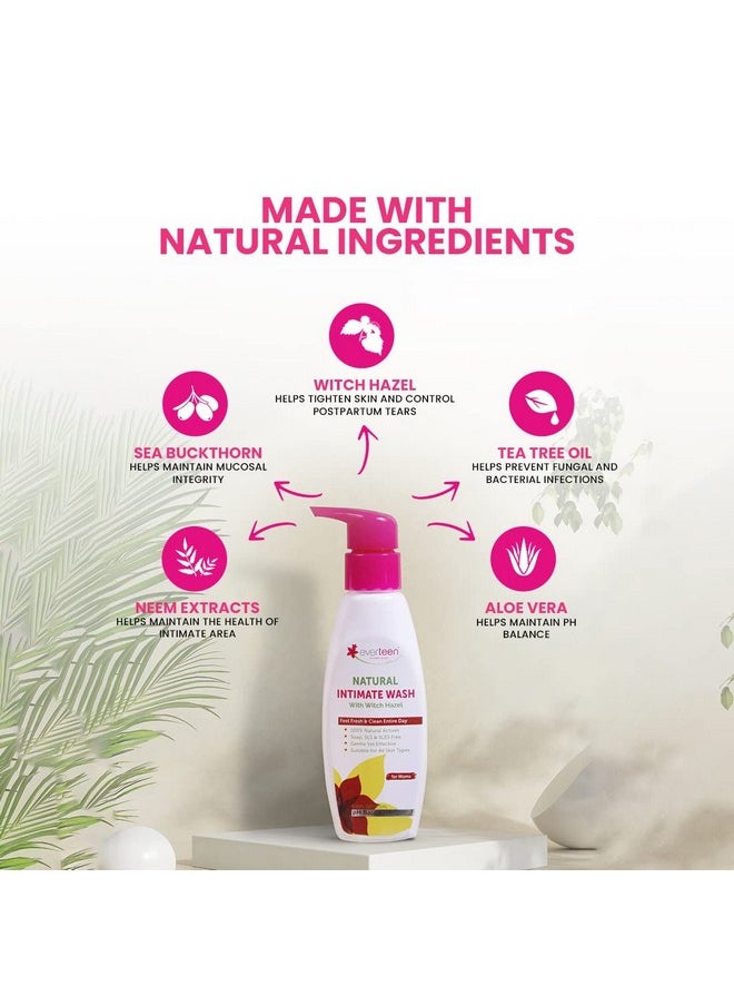 everteen Witch Hazel Natural Intimate Wash For Feminine Intimate Hygiene In Moms - 1 Pack (105Ml)  - Image 4